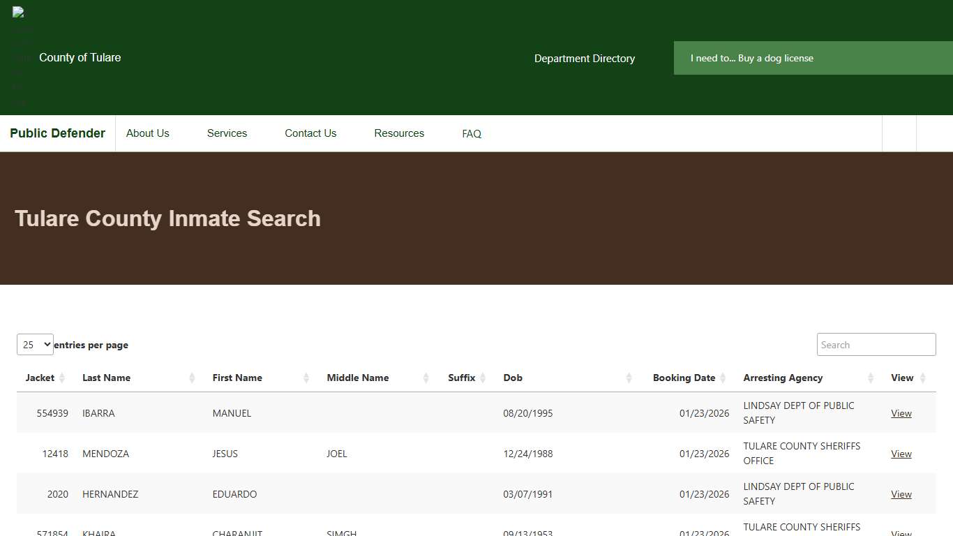 Tulare County Inmate Search Public Defender