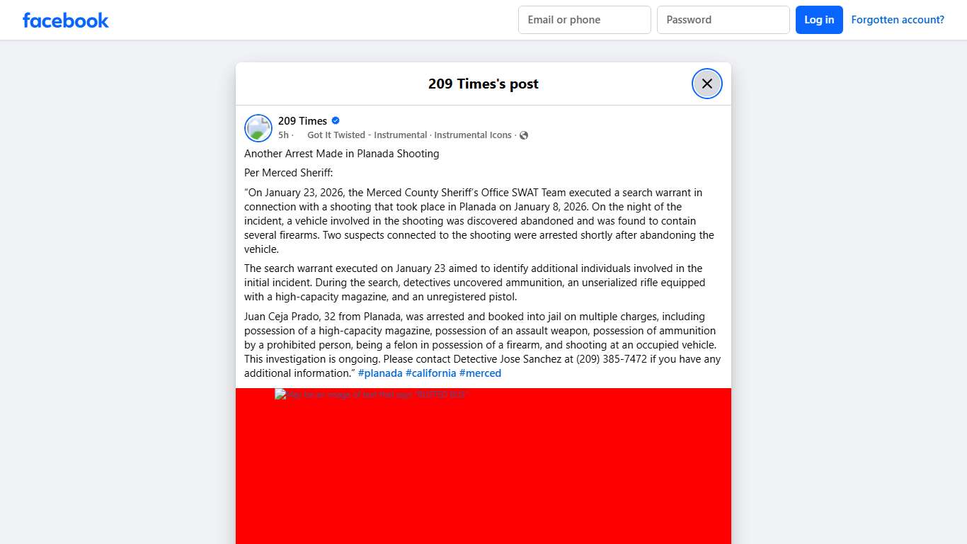 209 Times - Another Arrest Made in Planada Shooting Per... Facebook